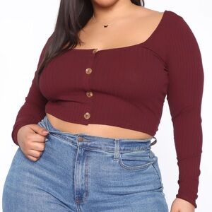 Women's Burgundy Crop Top